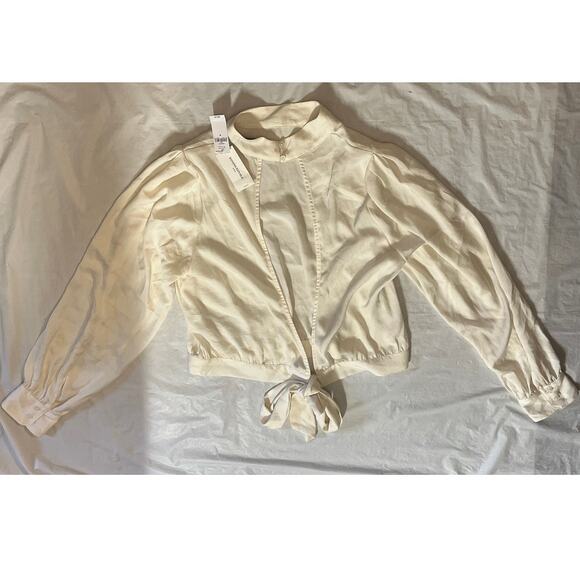 Banana Republic Mock Neck Open Back Top Blouse - Cream - Size: M -Excellent - Picture 2 of 10